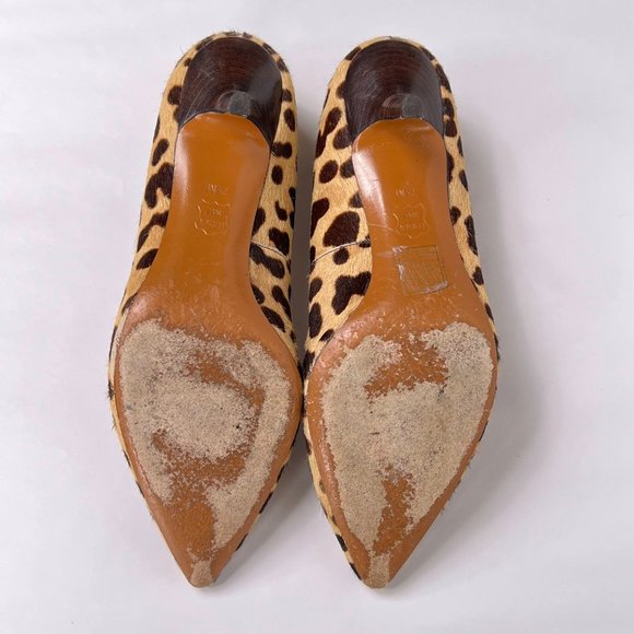 Tory Burch Elizabeth Beige Calf Hair Leopard Print Point Toe Stiletto Pumps 7.5 - Picture 7 of 15